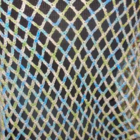 Crochet Shawl Fringed NEW Handmade Pastel Blue - Picture 5 of 6